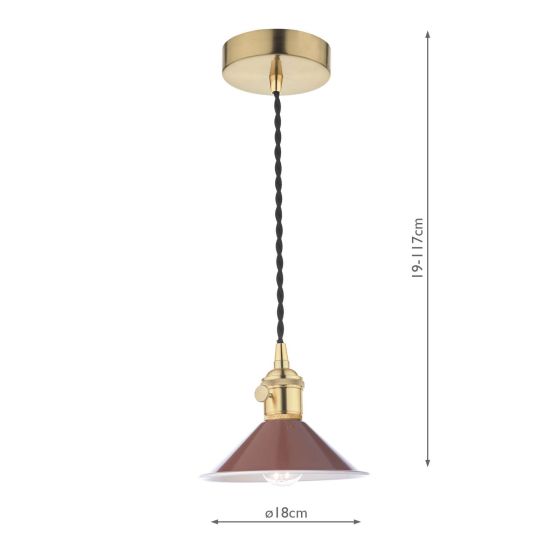 Där Lighting Hadano 1 Light Pendant Natural Brass With Umber Shade
