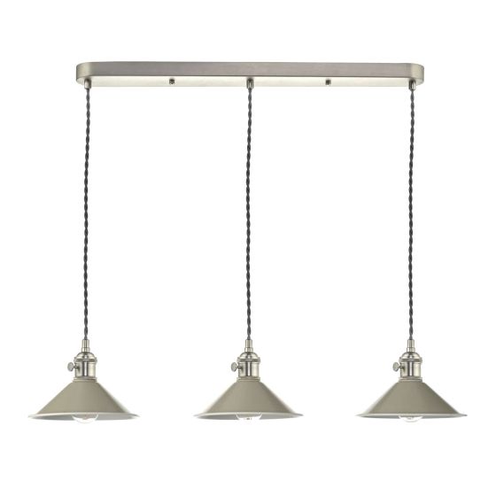 Där Lighting Hadano 3 Light Antique Chrome Suspension With Cashmere Shades