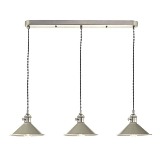 där lighting Hadano 3 Light Antique Chrome Suspension With Cashmere Shades