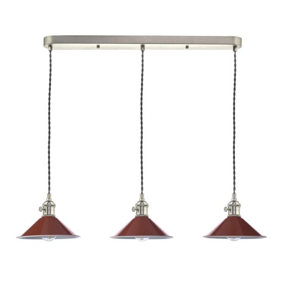Där Lighting Hadano 3 Light Antique Chrome Suspension With Umber Shades