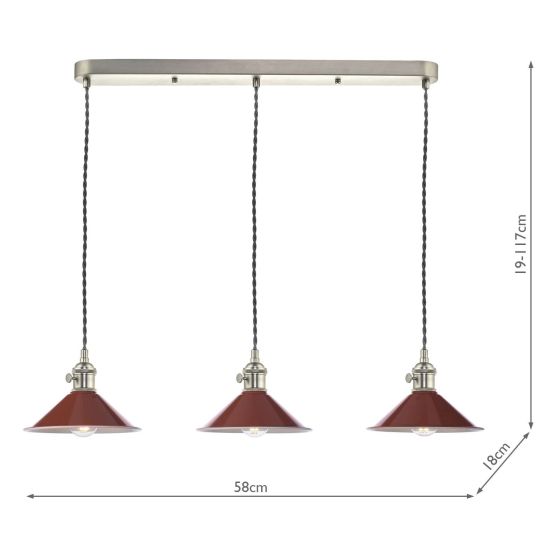 Där Lighting Hadano 3 Light Antique Chrome Suspension With Umber Shades