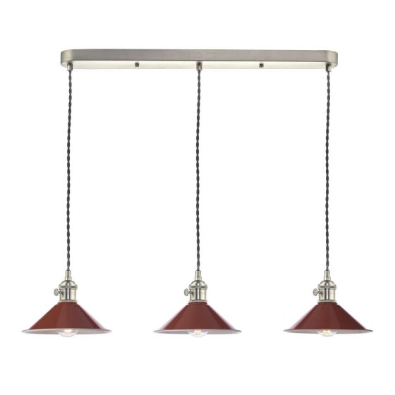där lighting Hadano 3 Light Antique Chrome Suspension With Umber Shades