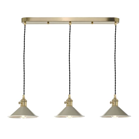 där lighting Hadano 3 Light Brass Suspension With Cashmere Shades