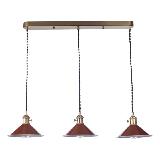 Där Lighting Hadano 3 Light Brass Suspension With Umber Shades