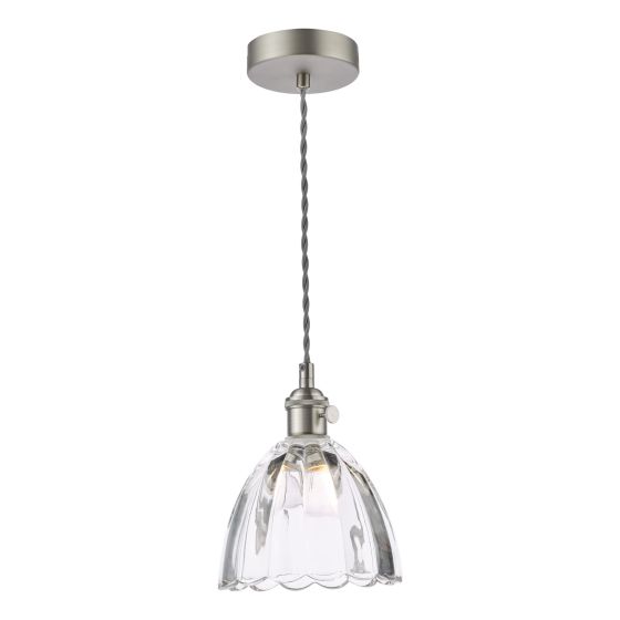 där lighting Hadano Pendant Antique Chrome and Scalloped Bell Glass