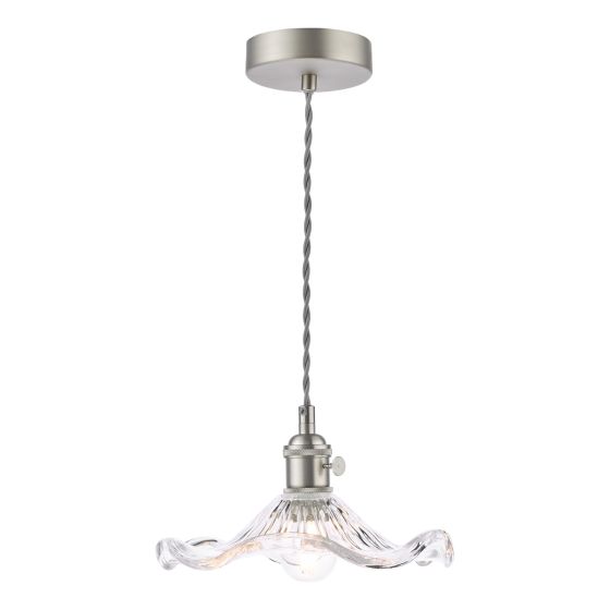 där lighting Hadano Pendant Antique Chrome and Wavy Glass
