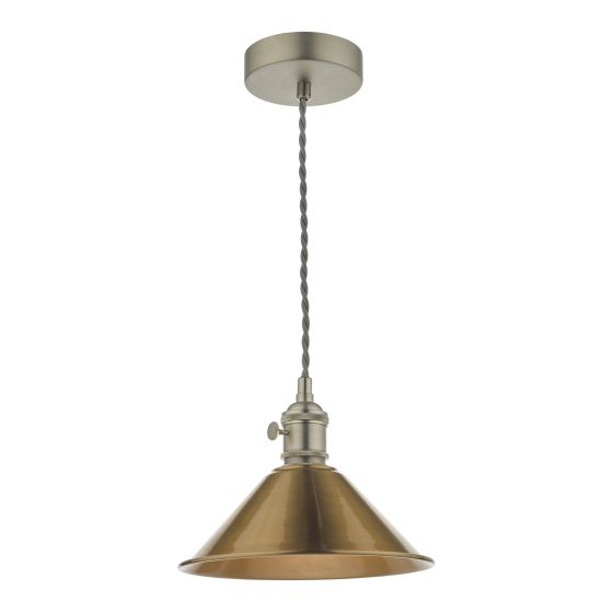 där lighting Hadano Pendant Antique Chrome With Aged Brass Shade