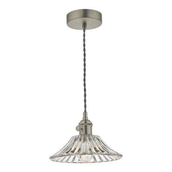 där lighting Hadano Pendant Antique Chrome With Flared Glass Shade
