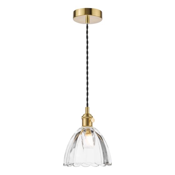 där lighting Hadano Pendant Natural Brass and Scalloped Bell Glass