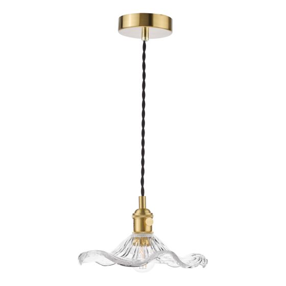 Där Lighting Hadano Pendant Natural Brass And Wavy Glass