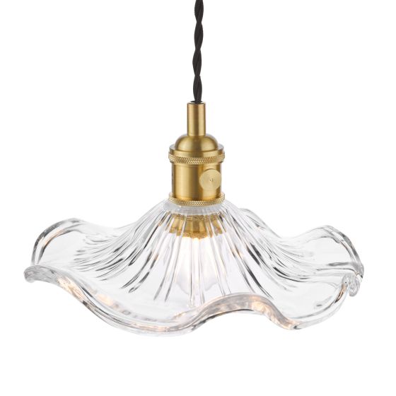Där Lighting Hadano Pendant Natural Brass And Wavy Glass