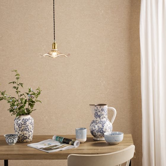Där Lighting Hadano Pendant Natural Brass And Wavy Glass