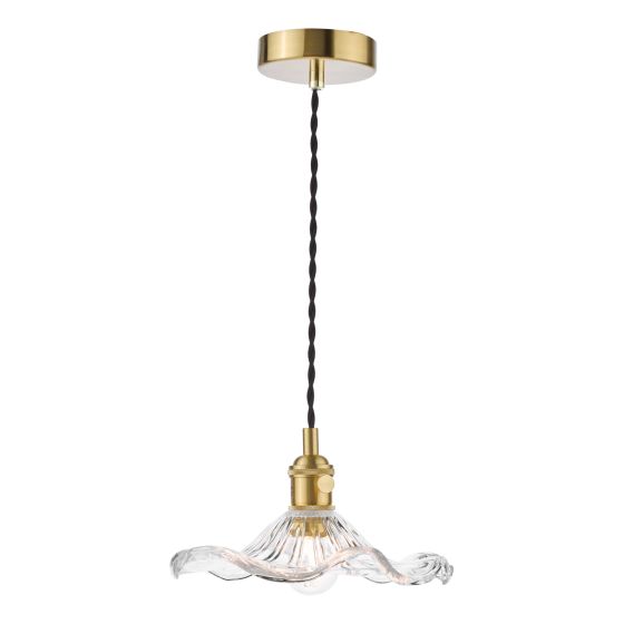 där lighting Hadano Pendant Natural Brass and Wavy Glass