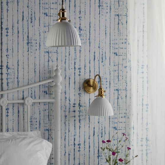 Där Lighting Hadano Pendant Natural Brass & Ceramic Domed Shade