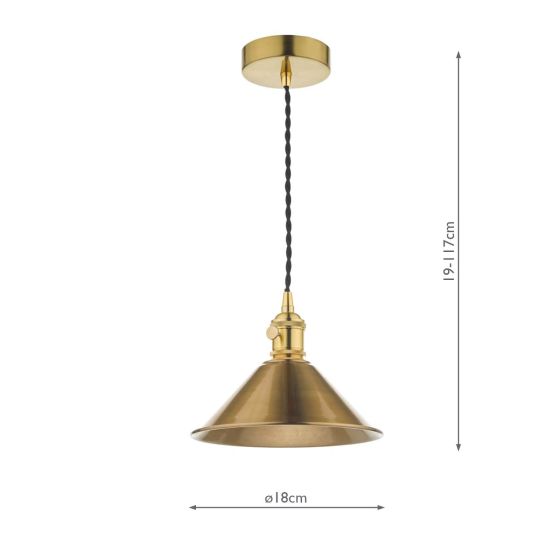 Där Lighting Hadano Pendant Natural Brass With Aged Brass Shade