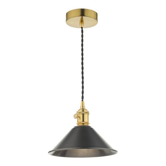 där lighting Hadano Pendant Natural Brass With Antique Pewter Shade