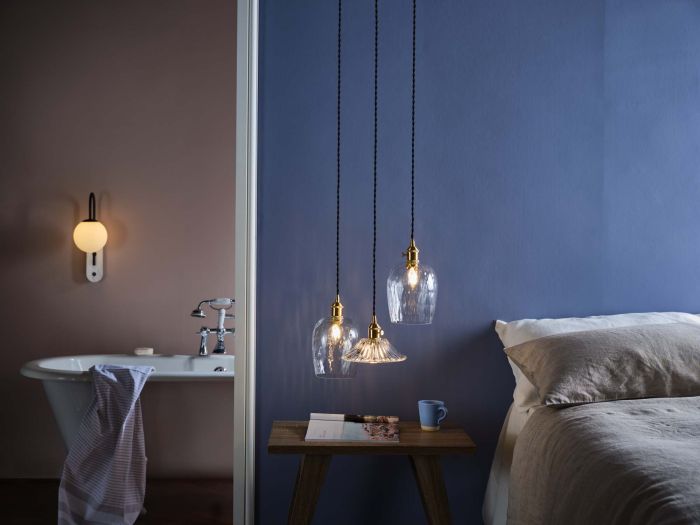 Där Lighting Hadano Pendant Natural Brass With Flared Glass Shade