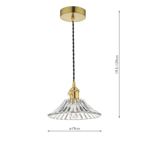 Där Lighting Hadano Pendant Natural Brass With Flared Glass Shade