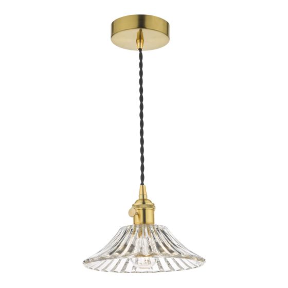 där lighting Hadano Pendant Natural Brass With Flared Glass Shade