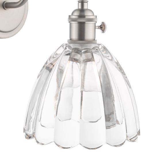 Där Lighting Hadano Wall Light Antique Chrome And Scalloped Bell Glass