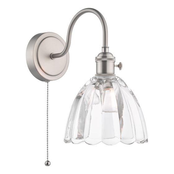 där lighting Hadano Wall Light Antique Chrome and Scalloped Bell Glass