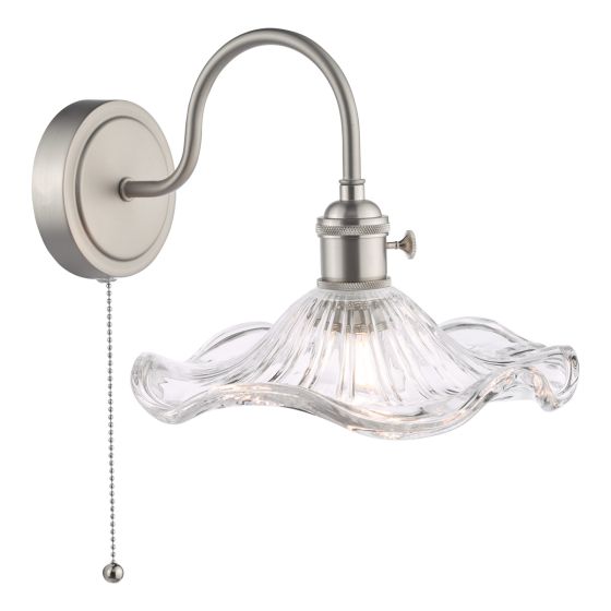 där lighting Hadano Wall Light Antique Chrome and Wavy Glass