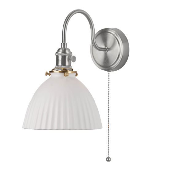 Där Lighting Hadano Wall Light Antique Chrome & Ceramic Domed Shade