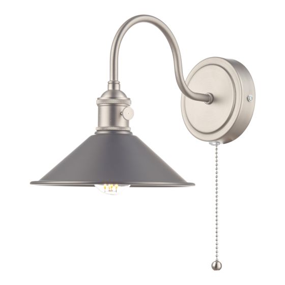 där lighting Hadano Wall Light Antique Chrome With Antique Pewter Shade