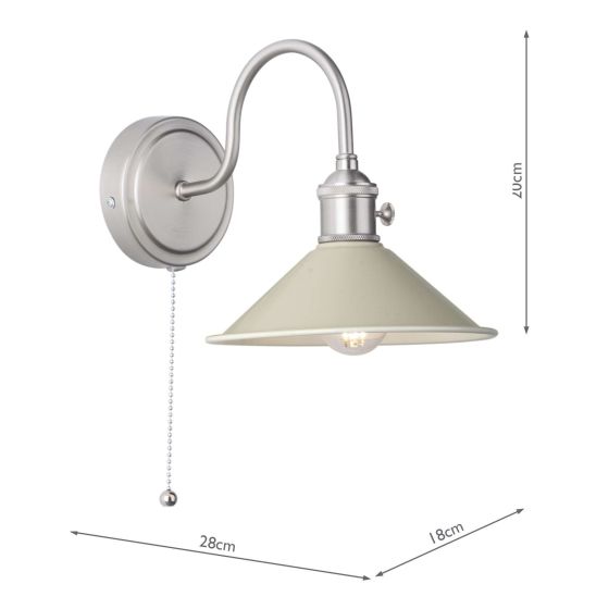 Där Lighting Hadano Wall Light Antique Chrome With Cashmere Shade