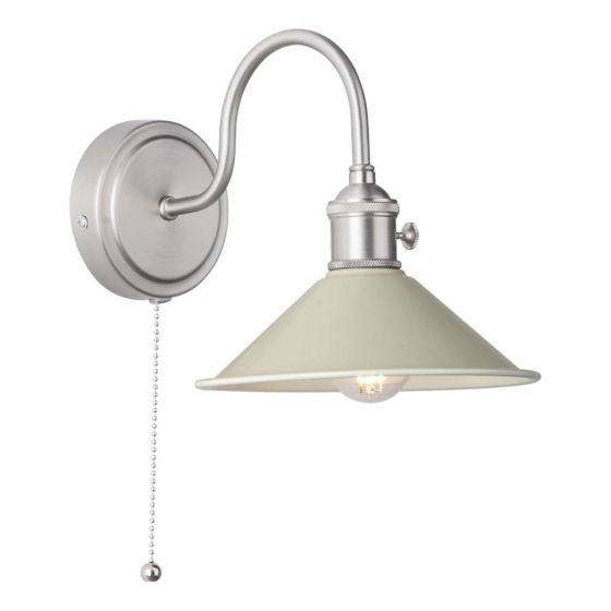 där lighting Hadano Wall Light Antique Chrome With Cashmere Shade