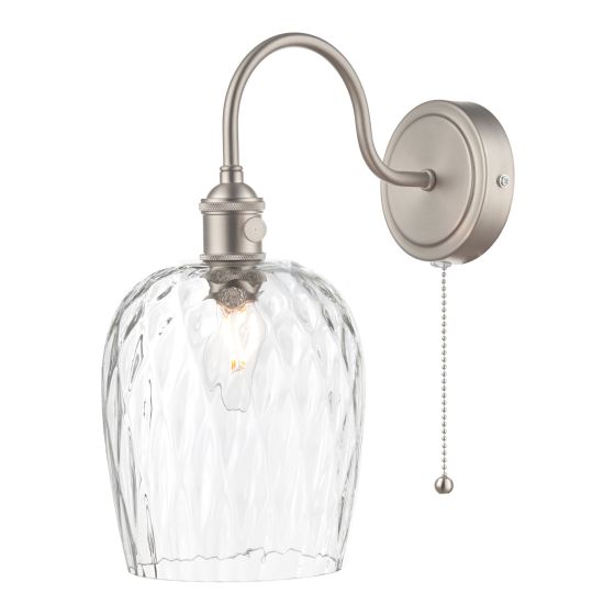 där lighting Hadano Wall Light Antique Chrome With Clear Dimpled Glass Shade