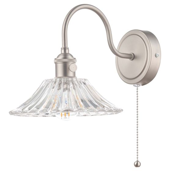 Där Lighting Hadano Wall Light Antique Chrome With Clear Flared Glass Shade