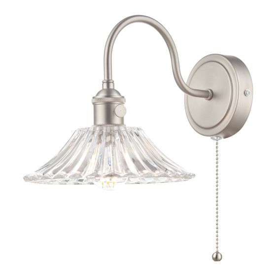 där lighting Hadano Wall Light Antique Chrome With Clear Flared Glass shade
