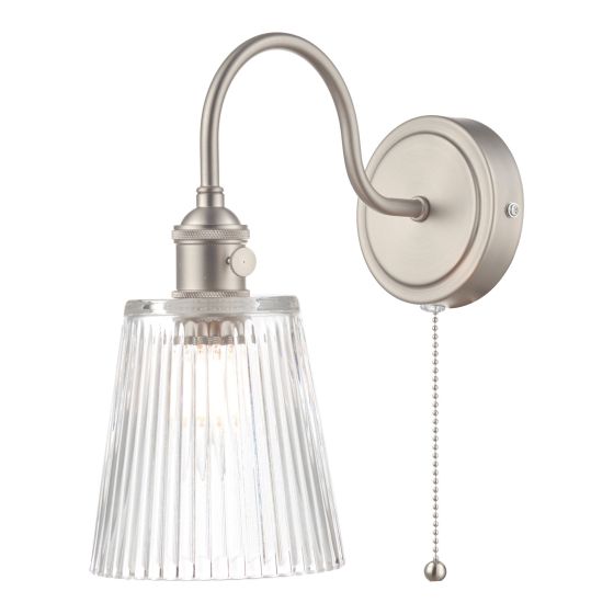 där lighting Hadano Wall Light Antique Chrome With Clear Ribbed Glass Shade