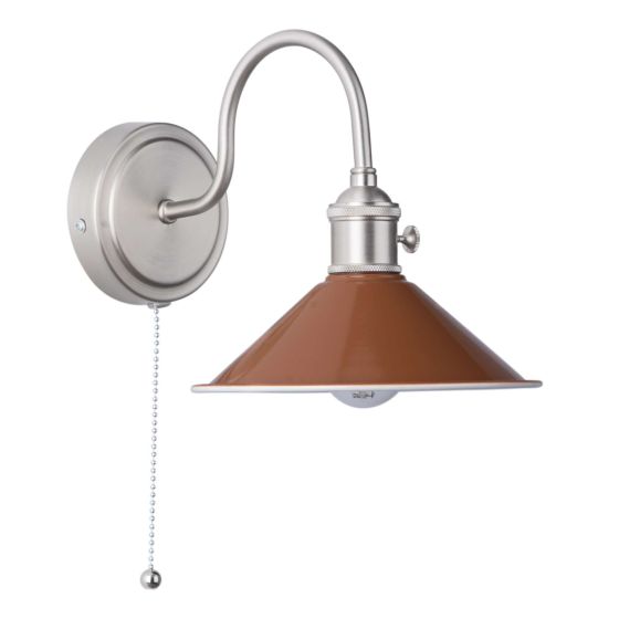 Där Lighting Hadano Wall Light Antique Chrome With Umber Shade