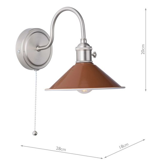 Där Lighting Hadano Wall Light Antique Chrome With Umber Shade