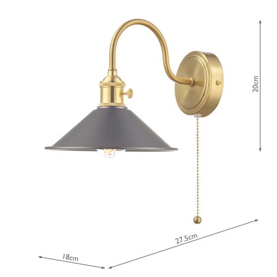 Där Lighting Hadano Wall Light Brass With Antique Pewter Shade