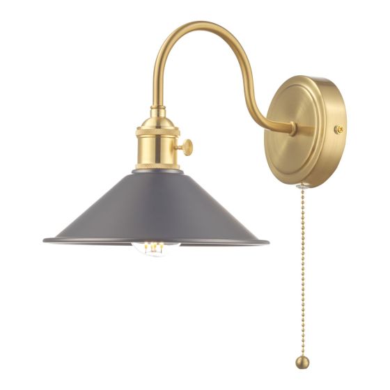 där lighting Hadano Wall Light Brass With Antique Pewter Shade