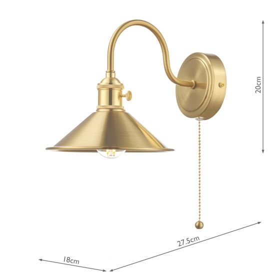 Där Lighting Hadano Wall Light Brass With Brass Shade