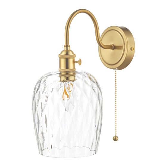 Där Lighting Hadano Wall Light Brass With Clear Dimpled Shade