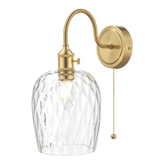 där lighting Hadano Wall Light Brass With Clear Dimpled Shade