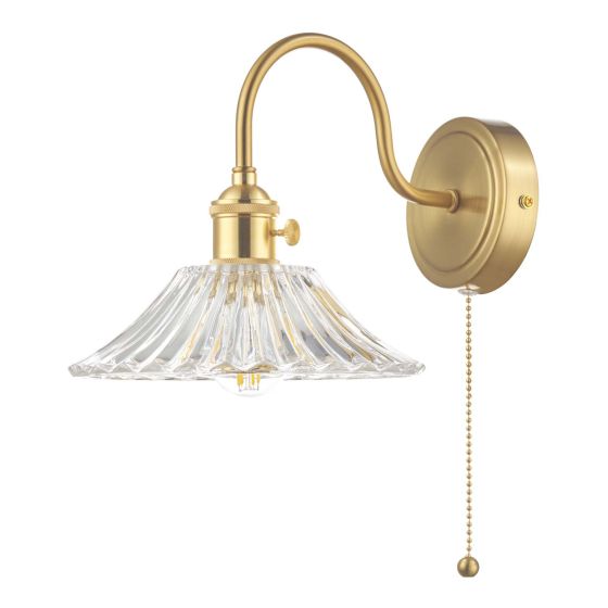 Där Lighting Hadano Wall Light Brass With Clear Flared Glass Shade