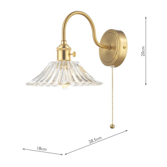 Där Lighting Hadano Wall Light Brass With Clear Flared Glass Shade