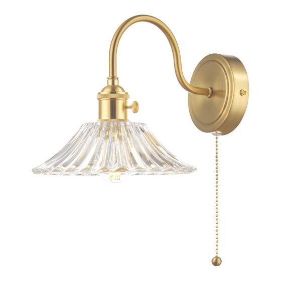 där lighting Hadano Wall Light Brass With Clear Flared Glass Shade