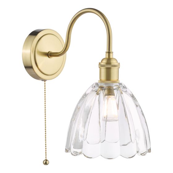 där lighting Hadano Wall Light Natural Brass and Scalloped Bell Glass