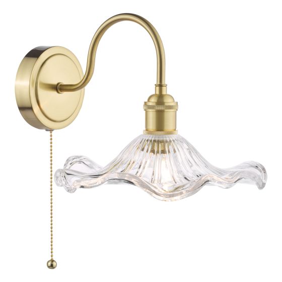 där lighting Hadano Wall Light Natural Brass and Wavy Glass