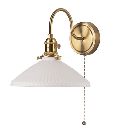 Där Lighting Hadano Wall Light Natural Brass & Ceramic Shallow Shade