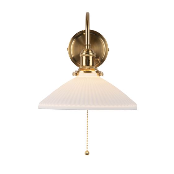 Där Lighting Hadano Wall Light Natural Brass & Ceramic Shallow Shade