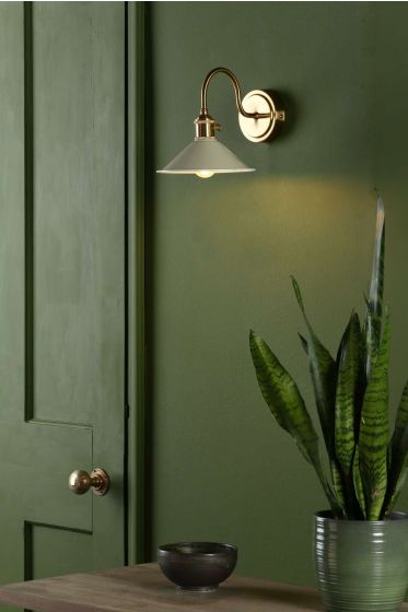 Där Lighting Hadano Wall Light Natural Brass With Cashmere Shade