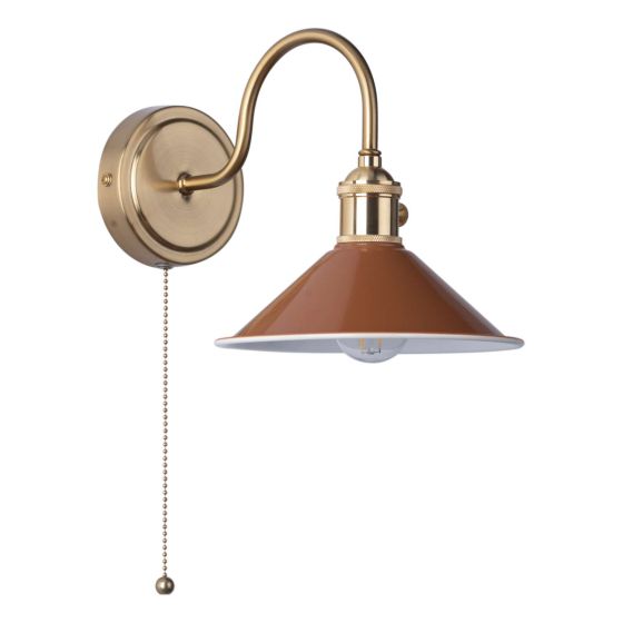 Där Lighting Hadano Wall Light Natural Brass With Umber Shade